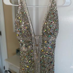 Silver Sequin Prom Dress